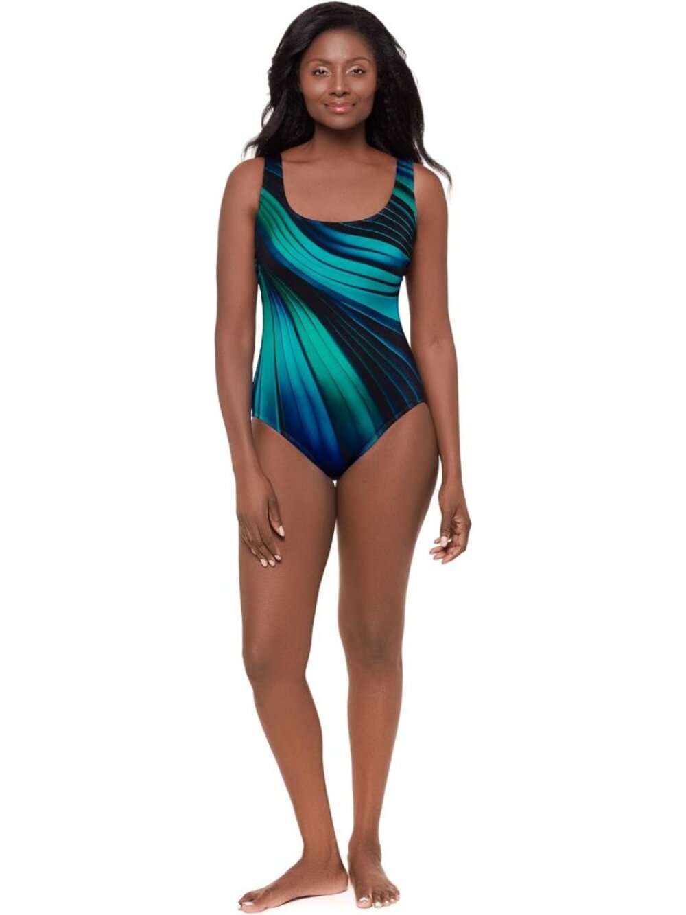 Stylish Women's Scoop Neck Tank One-Piece Swimsuit - Perfect for Beach & Pool